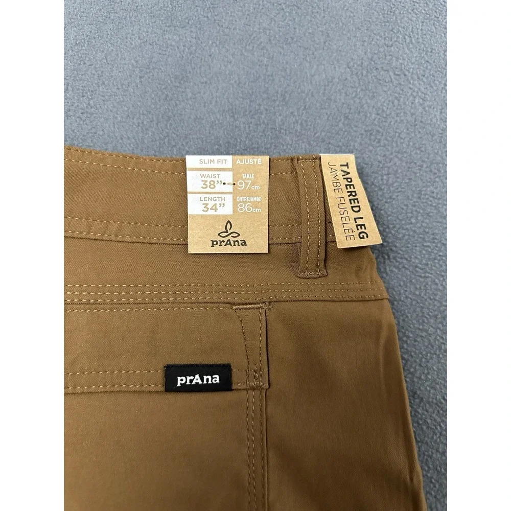Prana Stretch Zion Slim Pants II Men's Size 38x34 Sepia Brown
